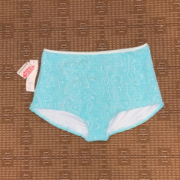 Seea Flor High Waisted Bikini Bottoms in Disco Blue SZ XL NWT - Picture 4 of 6